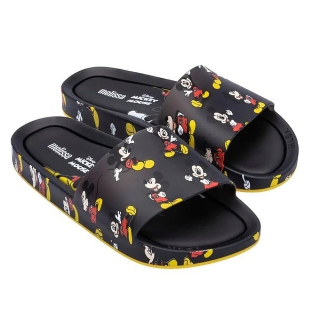 MINI MELISSA Unisex Black Beach‎ Slide III Mickey & Fiends Sandals Size 2 KIDS